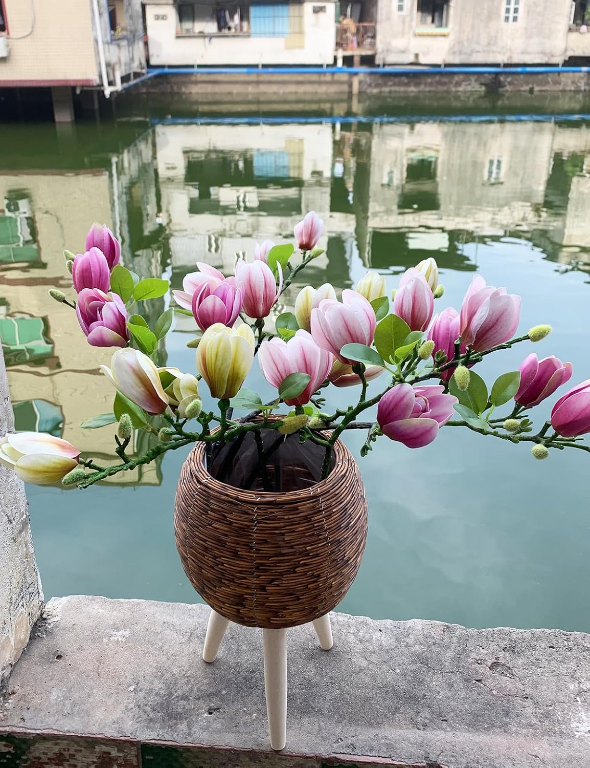 Magnolia Flowers Artificial Branches with Realistic Buds & Leaves