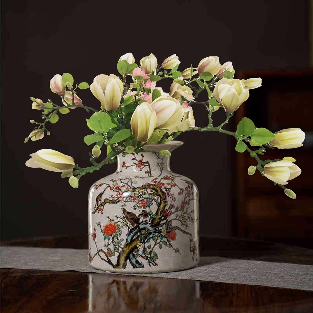 Magnolia Flowers Artificial Branches with Realistic Buds & Leaves