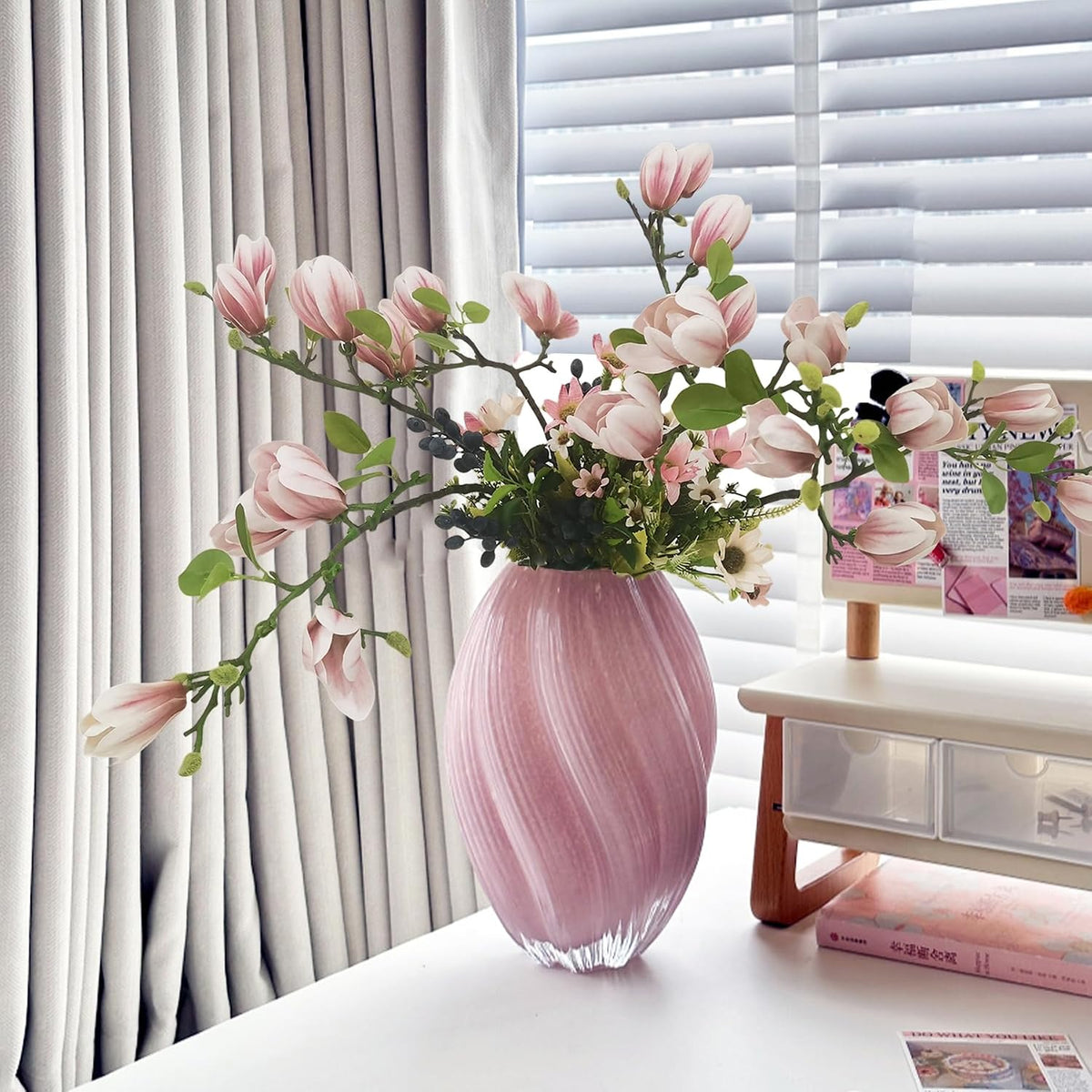 Magnolia Flowers Artificial Branches with Realistic Buds & Leaves