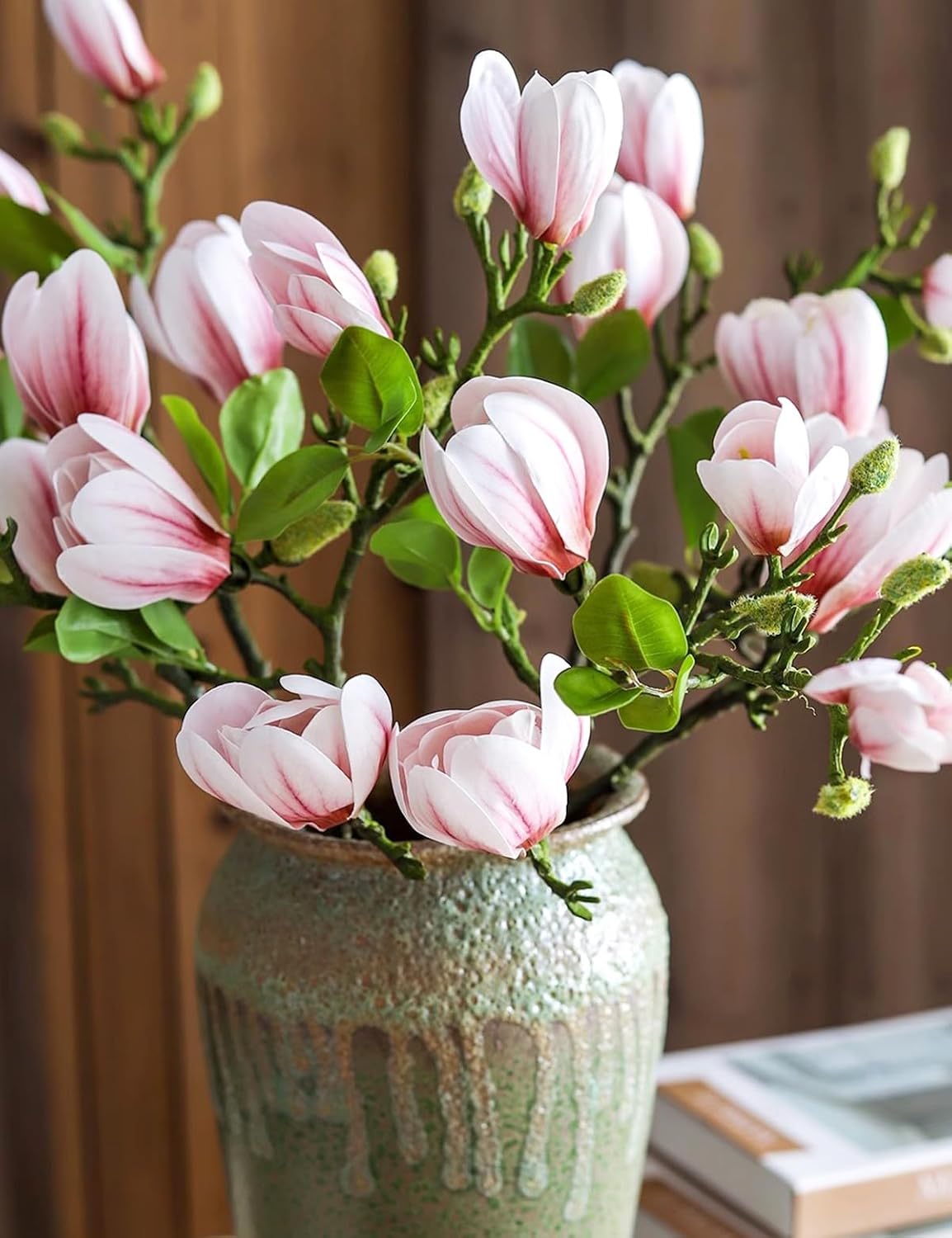 Magnolia Flowers Artificial Branches with Realistic Buds & Leaves