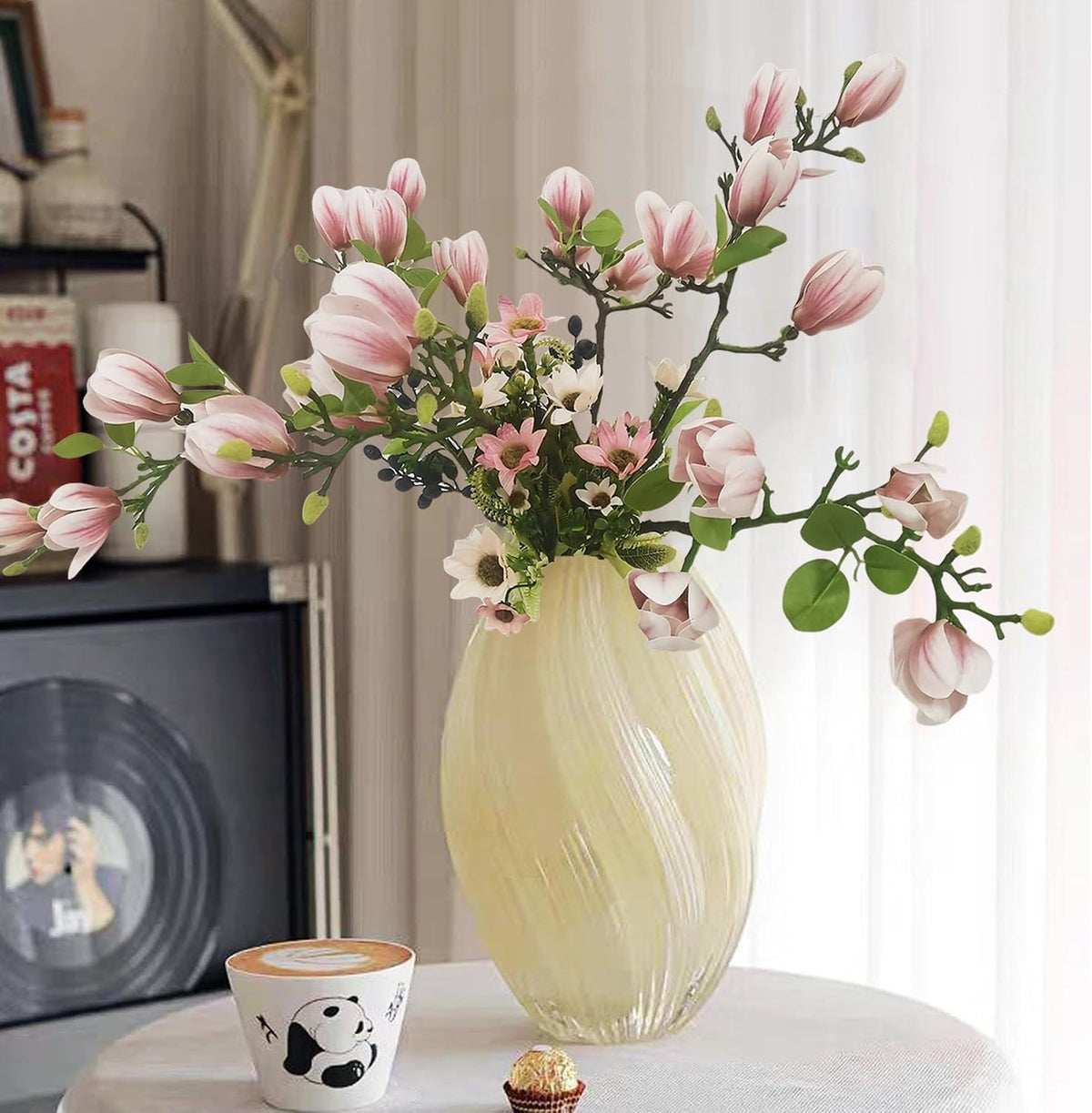 Magnolia Flowers Artificial Branches with Realistic Buds & Leaves