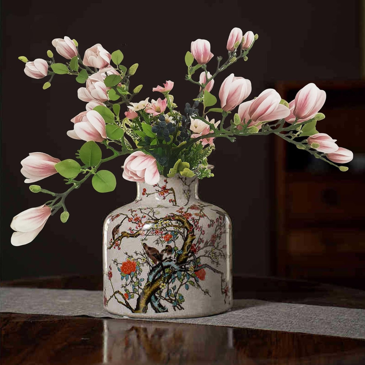 Magnolia Flowers Artificial Branches with Realistic Buds & Leaves