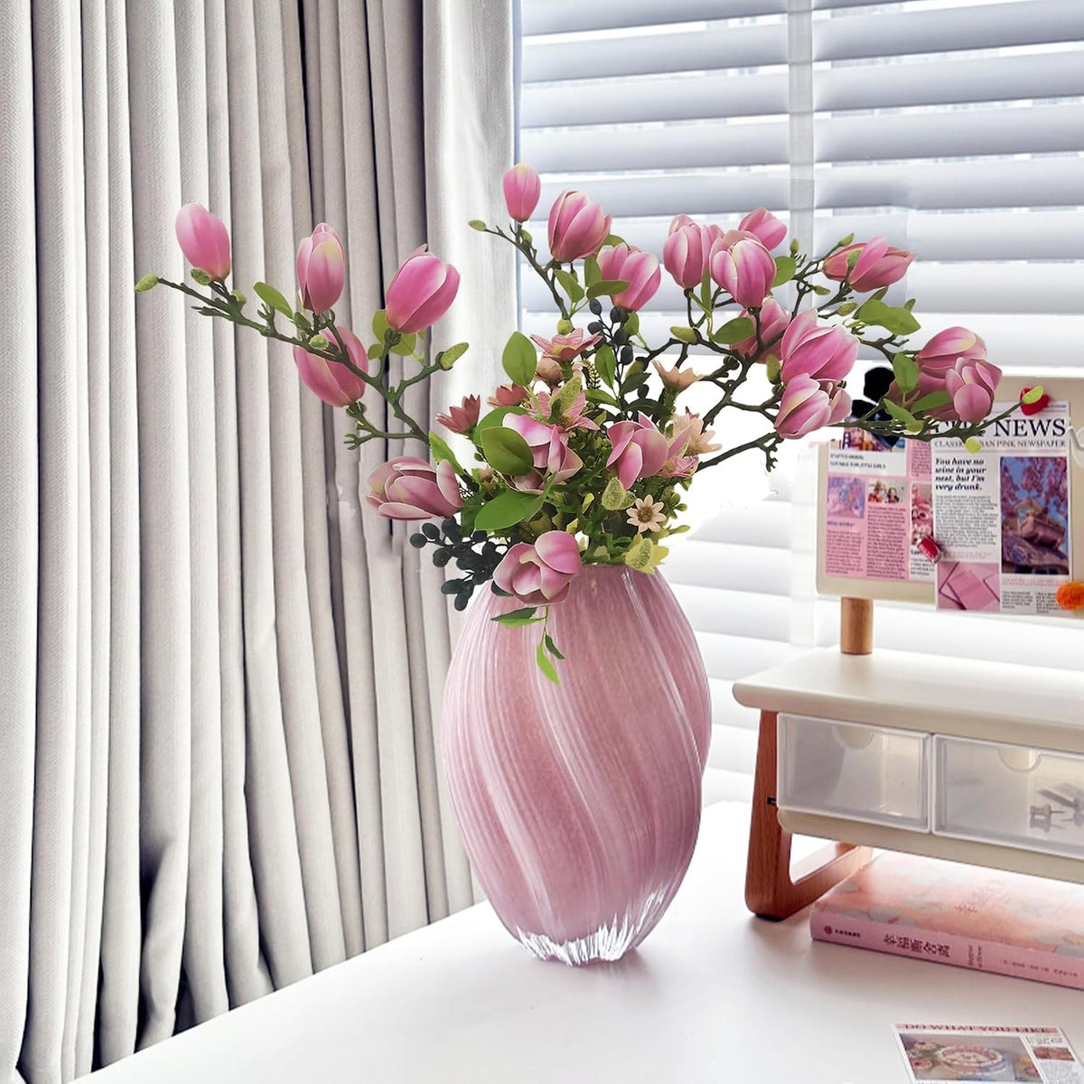 Magnolia Flowers Artificial Branches with Realistic Buds & Leaves