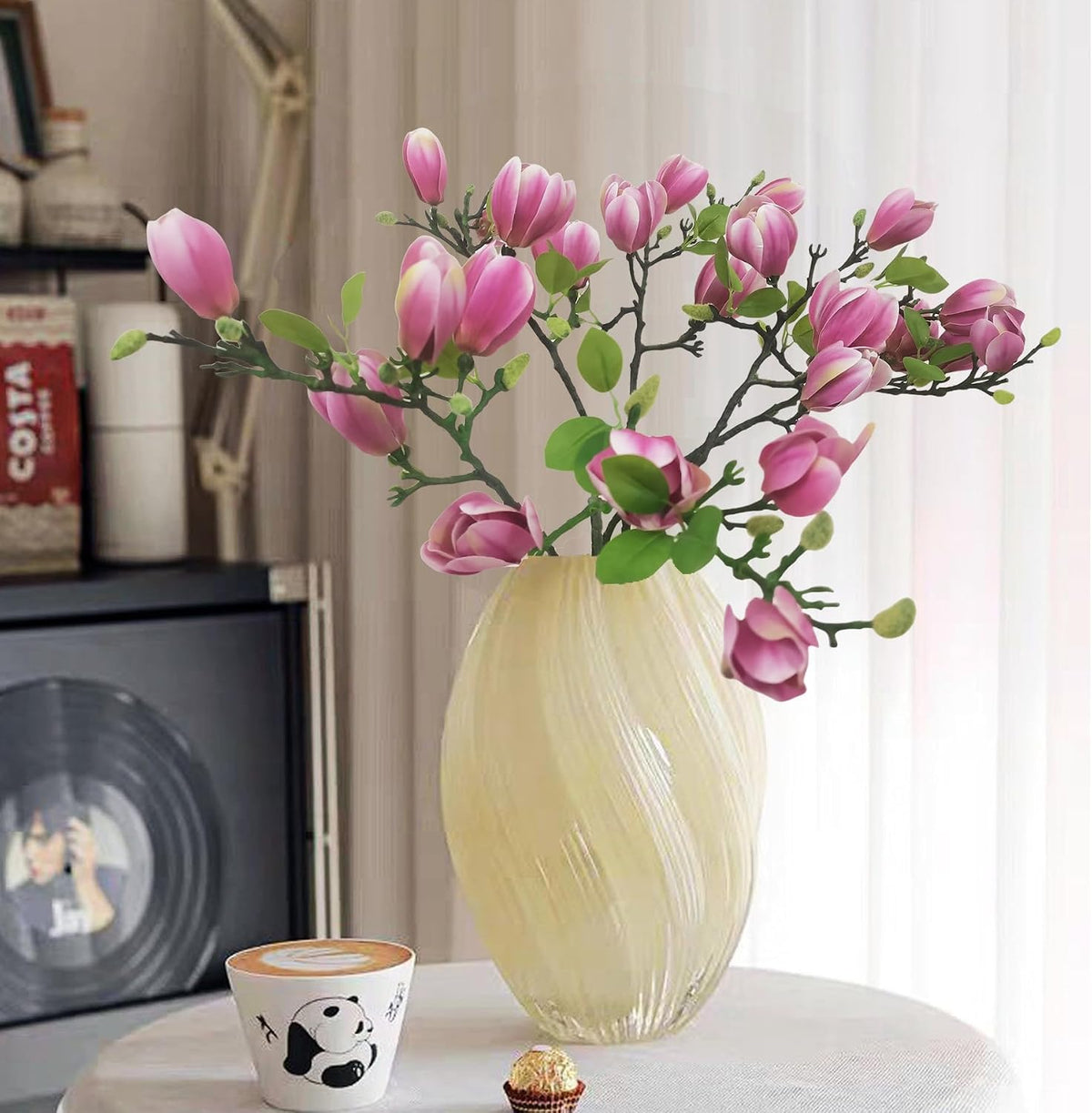 Magnolia Flowers Artificial Branches with Realistic Buds & Leaves