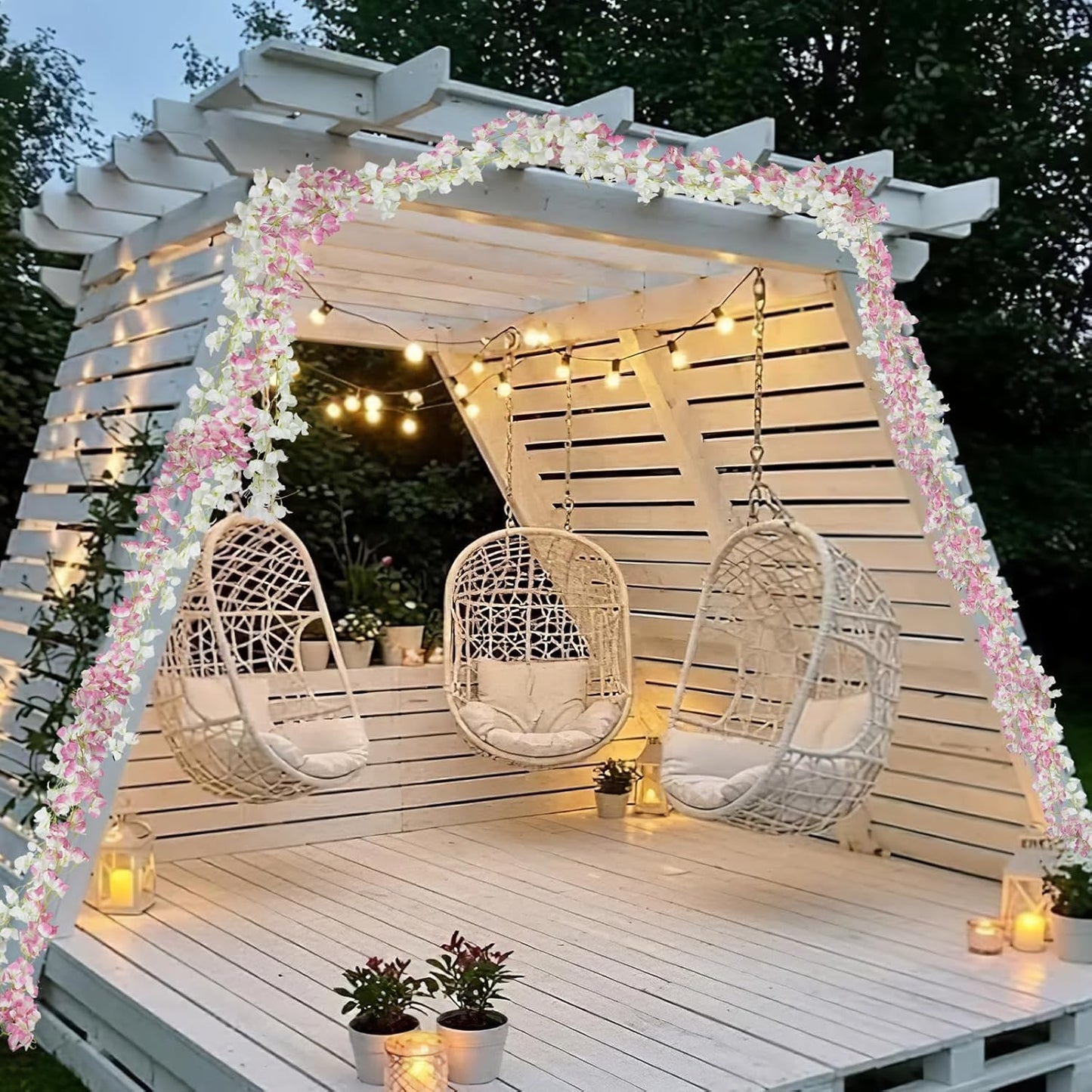 2 Pcs Artificial Bougainvillea Flowers Garland Fake Silk Bougainvilleas Vines Trailing Fuchsia Faux Hanging Flowers Plants Bougainvillea Artificial for Porch Wedding Arch Spring Summer Decor