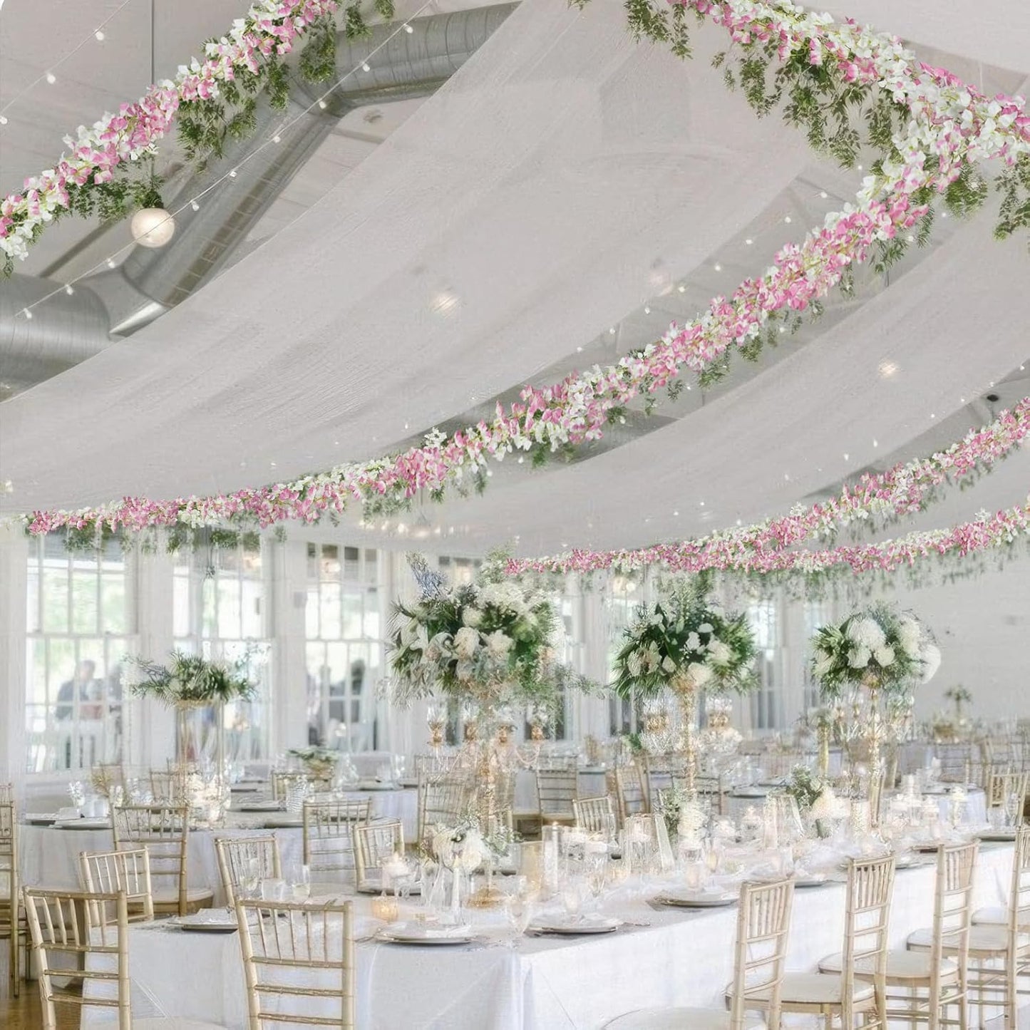 2 Pcs Artificial Bougainvillea Flowers Garland Fake Silk Bougainvilleas Vines Trailing Fuchsia Faux Hanging Flowers Plants Bougainvillea Artificial for Porch Wedding Arch Spring Summer Decor