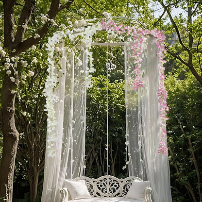 2 Pcs Artificial Bougainvillea Flowers Garland Fake Silk Bougainvilleas Vines Trailing Fuchsia Faux Hanging Flowers Plants Bougainvillea Artificial for Porch Wedding Arch Spring Summer Decor