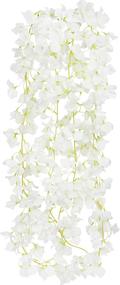 2 Pcs Artificial Bougainvillea Flowers Garland Fake Silk Bougainvilleas Vines Trailing Fuchsia Faux Hanging Flowers Plants Bougainvillea Artificial for Porch Wedding Arch Spring Summer Decor