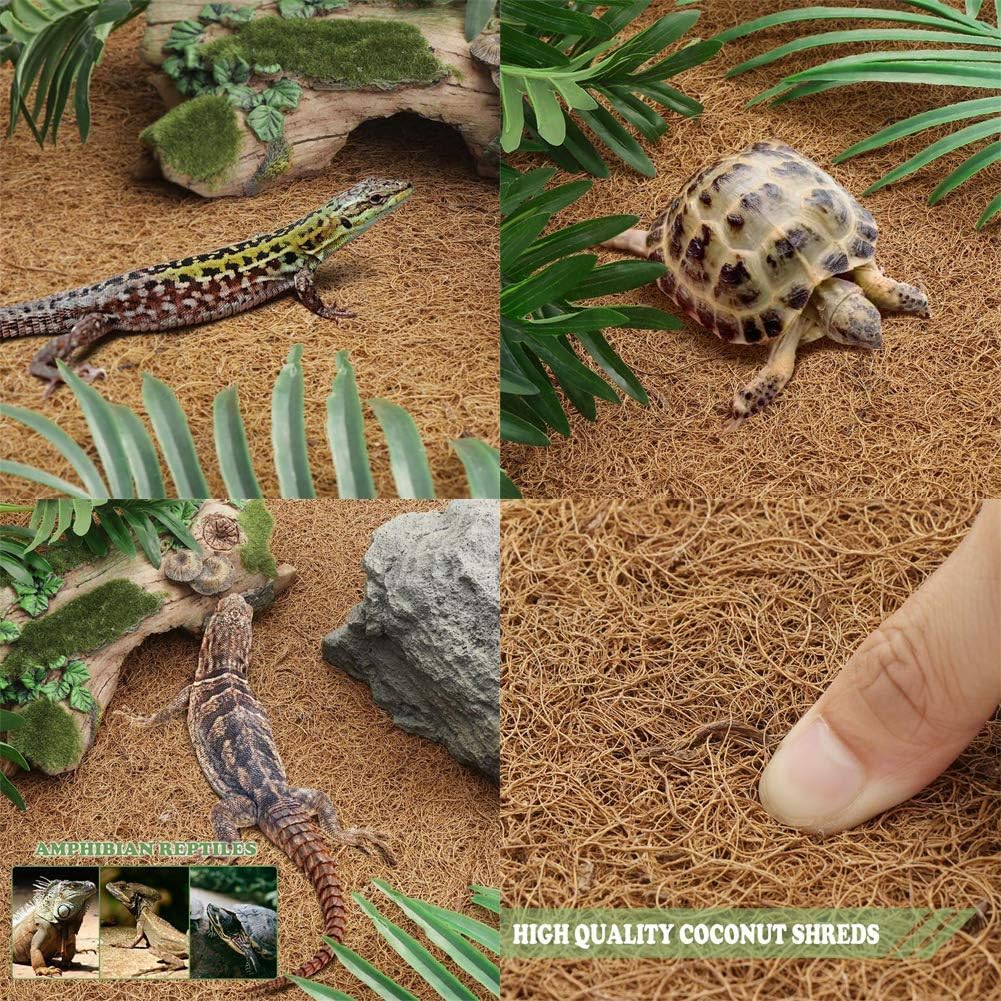 PIVBY 2 PCS Reptile Carpet, Natural Coco Coir Mat (19.6" x 11.7"), Coconut Fiber Substrate Pet Terrarium Liner for Bearded Dragon Tortoise Habitat Lizards Turtles Snakes Iguana Hermit Crab