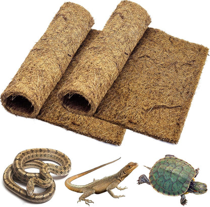 PIVBY 2 PCS Reptile Carpet, Natural Coco Coir Mat (19.6" x 11.7"), Coconut Fiber Substrate Pet Terrarium Liner for Bearded Dragon Tortoise Habitat Lizards Turtles Snakes Iguana Hermit Crab