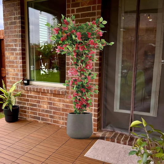 5.6ft Artificial Bougainvillea Tree with Vibrant Flowers in Pot – Lifelike Faux Blooming Plant for Indoor or Outdoor Home, Balcony, Porch & Office Décor,1 Pack