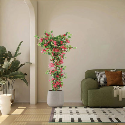 5.6ft Artificial Bougainvillea Tree with Vibrant Flowers in Pot – Lifelike Faux Blooming Plant for Indoor or Outdoor Home, Balcony, Porch & Office Décor,1 Pack
