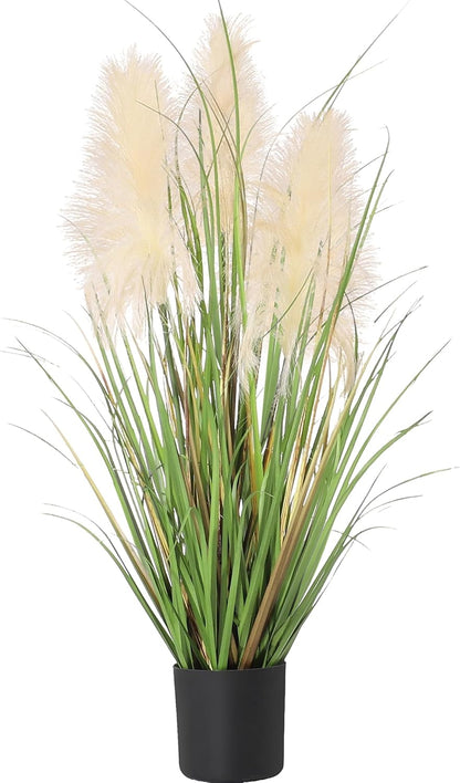 3ft Artificial Pampas Cattail Reed Grass Potted,35in Boho Fake Onion Grass Plant Indoor Outdoor,Home Garden Office Wedding Decor, Faux Greenery Housewarming Gift