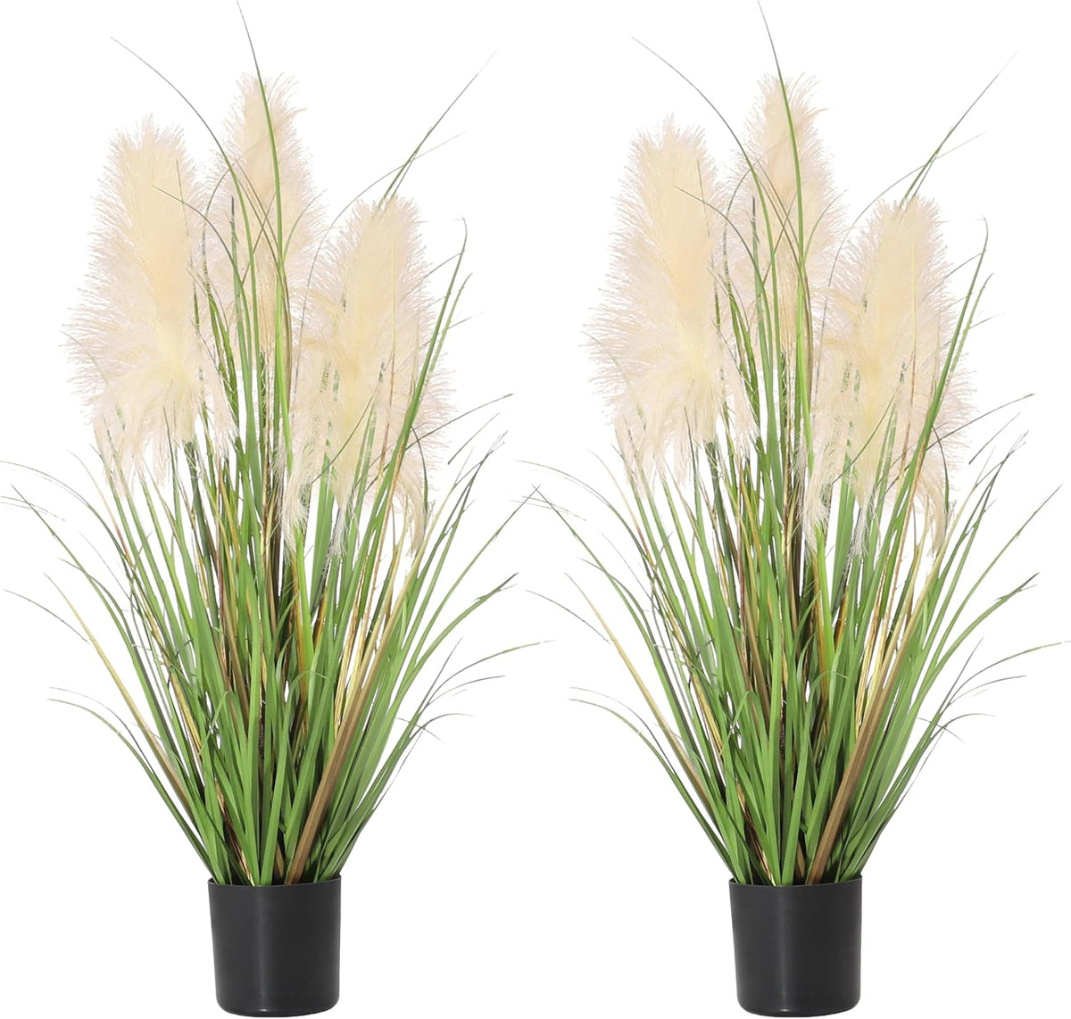3ft Artificial Pampas Cattail Reed Grass Potted,35in Boho Fake Onion Grass Plant Indoor Outdoor,Home Garden Office Wedding Decor, Faux Greenery Housewarming Gift