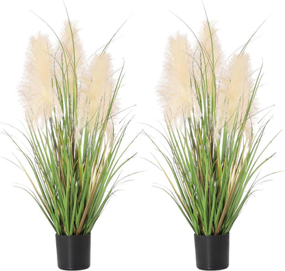 3ft Artificial Pampas Cattail Reed Grass Potted,35in Boho Fake Onion Grass Plant Indoor Outdoor,Home Garden Office Wedding Decor, Faux Greenery Housewarming Gift