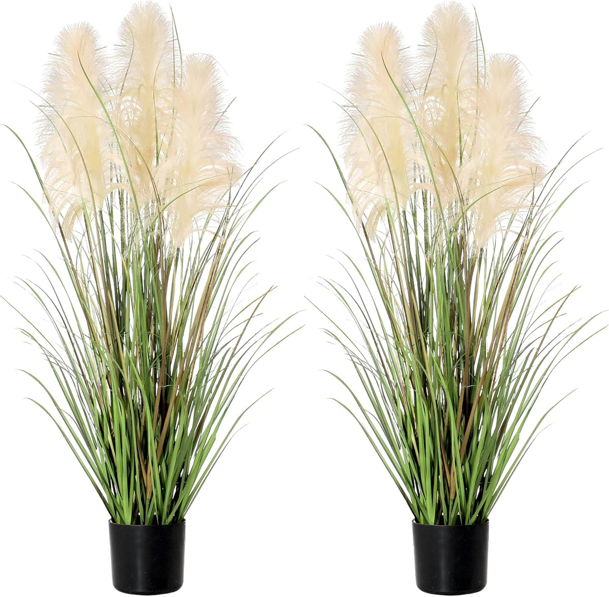 3ft Artificial Pampas Cattail Reed Grass Potted,35in Boho Fake Onion Grass Plant Indoor Outdoor,Home Garden Office Wedding Decor, Faux Greenery Housewarming Gift