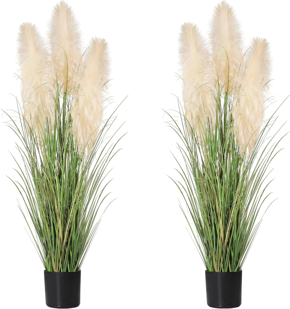 3ft Artificial Pampas Cattail Reed Grass Potted,35in Boho Fake Onion Grass Plant Indoor Outdoor,Home Garden Office Wedding Decor, Faux Greenery Housewarming Gift