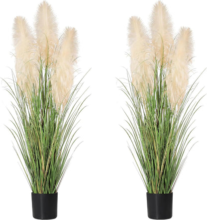 3ft Artificial Pampas Cattail Reed Grass Potted,35in Boho Fake Onion Grass Plant Indoor Outdoor,Home Garden Office Wedding Decor, Faux Greenery Housewarming Gift