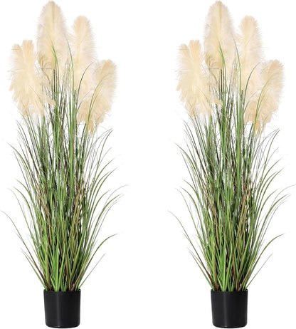 3ft Artificial Pampas Cattail Reed Grass Potted,35in Boho Fake Onion Grass Plant Indoor Outdoor,Home Garden Office Wedding Decor, Faux Greenery Housewarming Gift