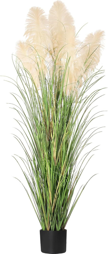 3ft Artificial Pampas Cattail Reed Grass Potted,35in Boho Fake Onion Grass Plant Indoor Outdoor,Home Garden Office Wedding Decor, Faux Greenery Housewarming Gift