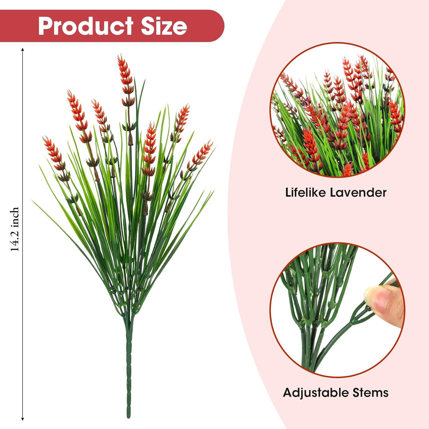 24 Bundles Fake Lavender Artificial Flowers for Outdoors, Purple | UV resistant, plastic lavender with monkey grass, faux plants, home porch garden window box outdoor indoor decorations