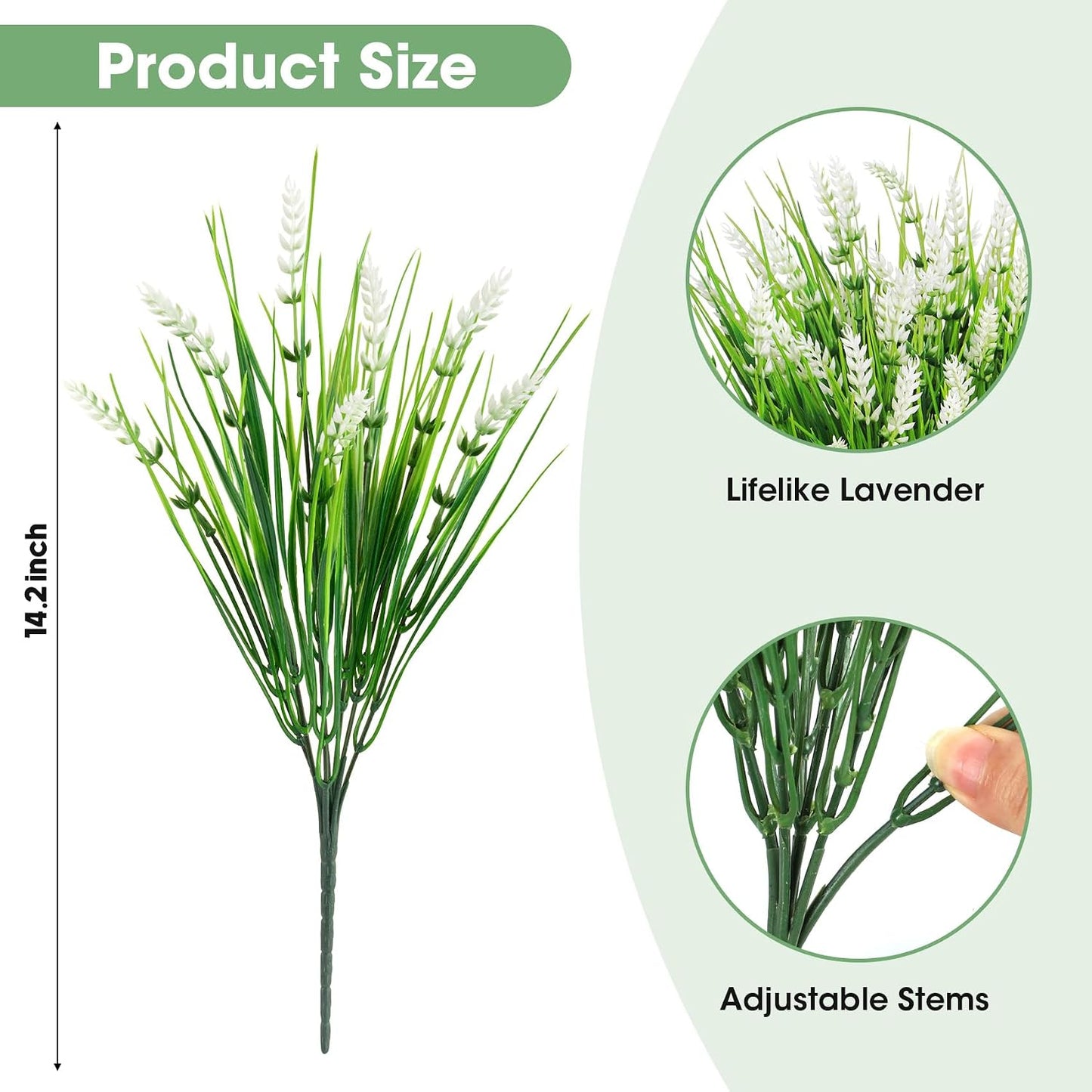 24 Bundles Fake Lavender Artificial Flowers for Outdoors, Purple | UV resistant, plastic lavender with monkey grass, faux plants, home porch garden window box outdoor indoor decorations