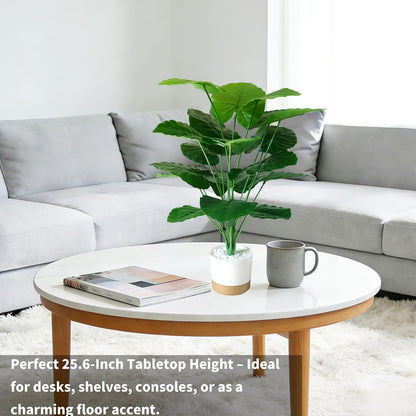 25.6'' Potted Artificial Plants - Realistic Fake Alocasia Plants with Pots Indoor Faux Tropical Plants for Home Decor, Living Room, Modern Office, Farmhouse, Table, Shelf, Corner