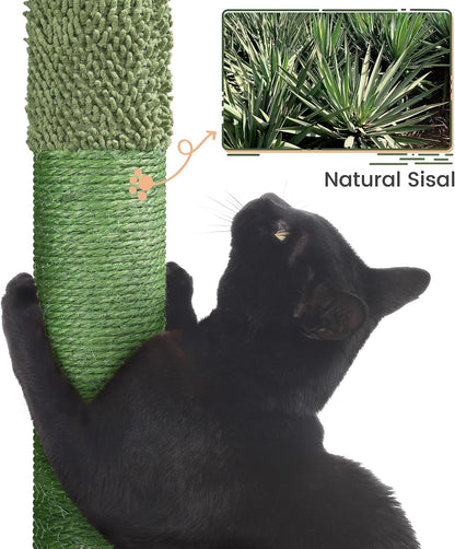 42″ H Cactus Cat Tree,Cute Cat Tower w/Scratching Posts,Indoor Cats Furniture Pet Activity Center Play House w/Platform/Condo/Basket&Hanging Ball