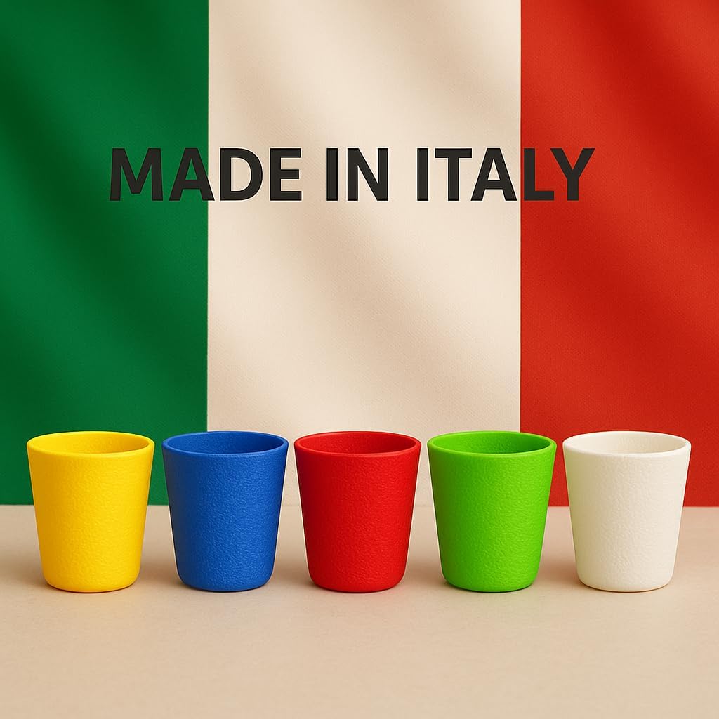 BiceColor Drinking Cups, Dishwasher Safe, Unbreakable, Environment-Friendly | 100% Recyclable Tumbler reduces ecological footprint | Made in Italy, 20cl, Yellow (Pack of 3)