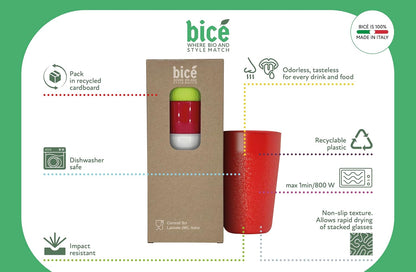 BiceColor Drinking Cups, Dishwasher Safe, Unbreakable, Environment-Friendly | 100% Recyclable Tumbler reduces ecological footprint | Made in Italy, 20cl, Yellow (Pack of 3)
