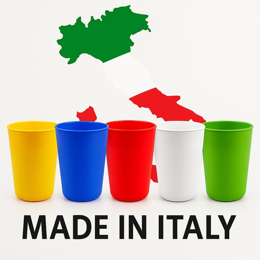 BiceColor Drinking Cups, Dishwasher Safe, Unbreakable, Environment-Friendly | 100% Recyclable Tumbler reduces ecological footprint | Made in Italy, 20cl, Yellow (Pack of 3)