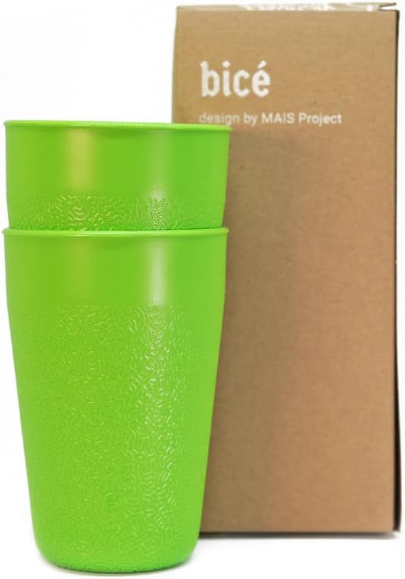 BiceColor Drinking Cups, Dishwasher Safe, Unbreakable, Environment-Friendly | 100% Recyclable Tumbler reduces ecological footprint | Made in Italy, 20cl, Yellow (Pack of 3)