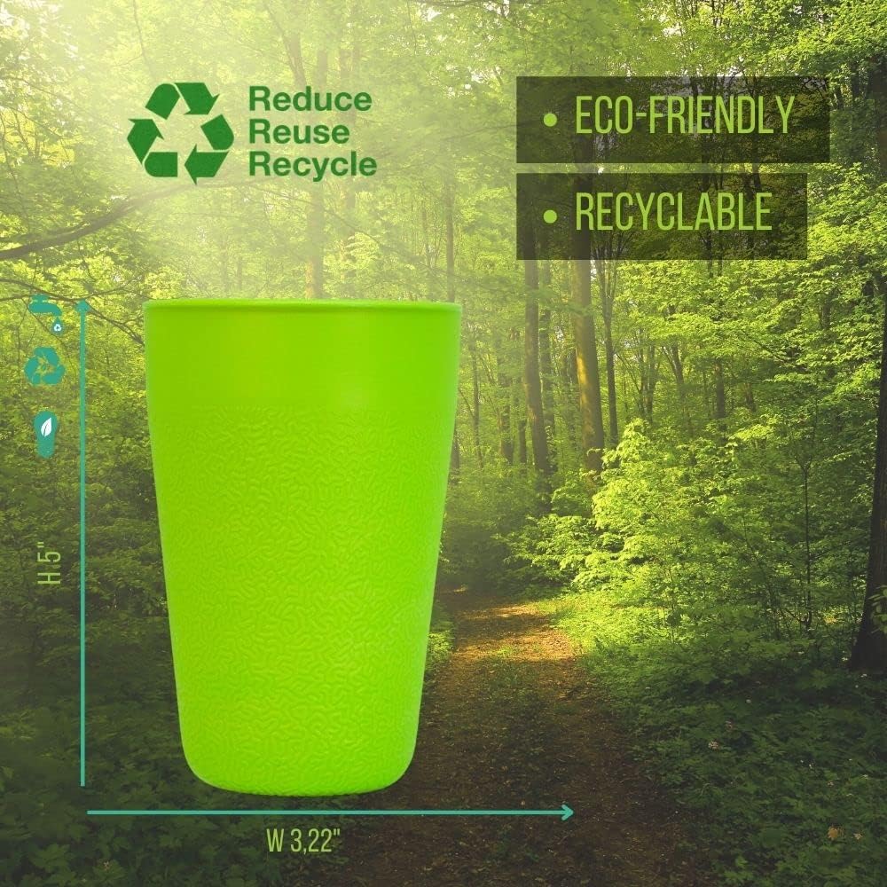 BiceColor Drinking Cups, Dishwasher Safe, Unbreakable, Environment-Friendly | 100% Recyclable Tumbler reduces ecological footprint | Made in Italy, 20cl, Yellow (Pack of 3)