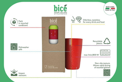 BiceColor Drinking Cups, Dishwasher Safe, Unbreakable, Environment-Friendly | 100% Recyclable Tumbler reduces ecological footprint | Made in Italy, 20cl, Yellow (Pack of 3)