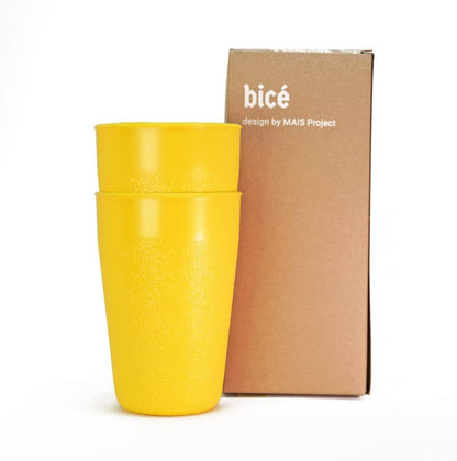 BiceColor Drinking Cups, Dishwasher Safe, Unbreakable, Environment-Friendly | 100% Recyclable Tumbler reduces ecological footprint | Made in Italy, 20cl, Yellow (Pack of 3)