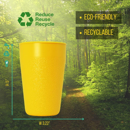 BiceColor Drinking Cups, Dishwasher Safe, Unbreakable, Environment-Friendly | 100% Recyclable Tumbler reduces ecological footprint | Made in Italy, 20cl, Yellow (Pack of 3)