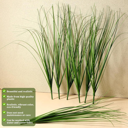 10 Pcs 17 Inch Tall Artificial Plants, Fake Wheat Grass Greenery Stems, Faux Shrubs Onion Grass, UV Resistant Plastic Tall Grasss for Vase Filler Bouquet Indoor Outdoor Home Decor (Green)