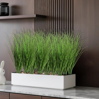 10 Pcs 17 Inch Tall Artificial Plants, Fake Wheat Grass Greenery Stems, Faux Shrubs Onion Grass, UV Resistant Plastic Tall Grasss for Vase Filler Bouquet Indoor Outdoor Home Decor (Green)