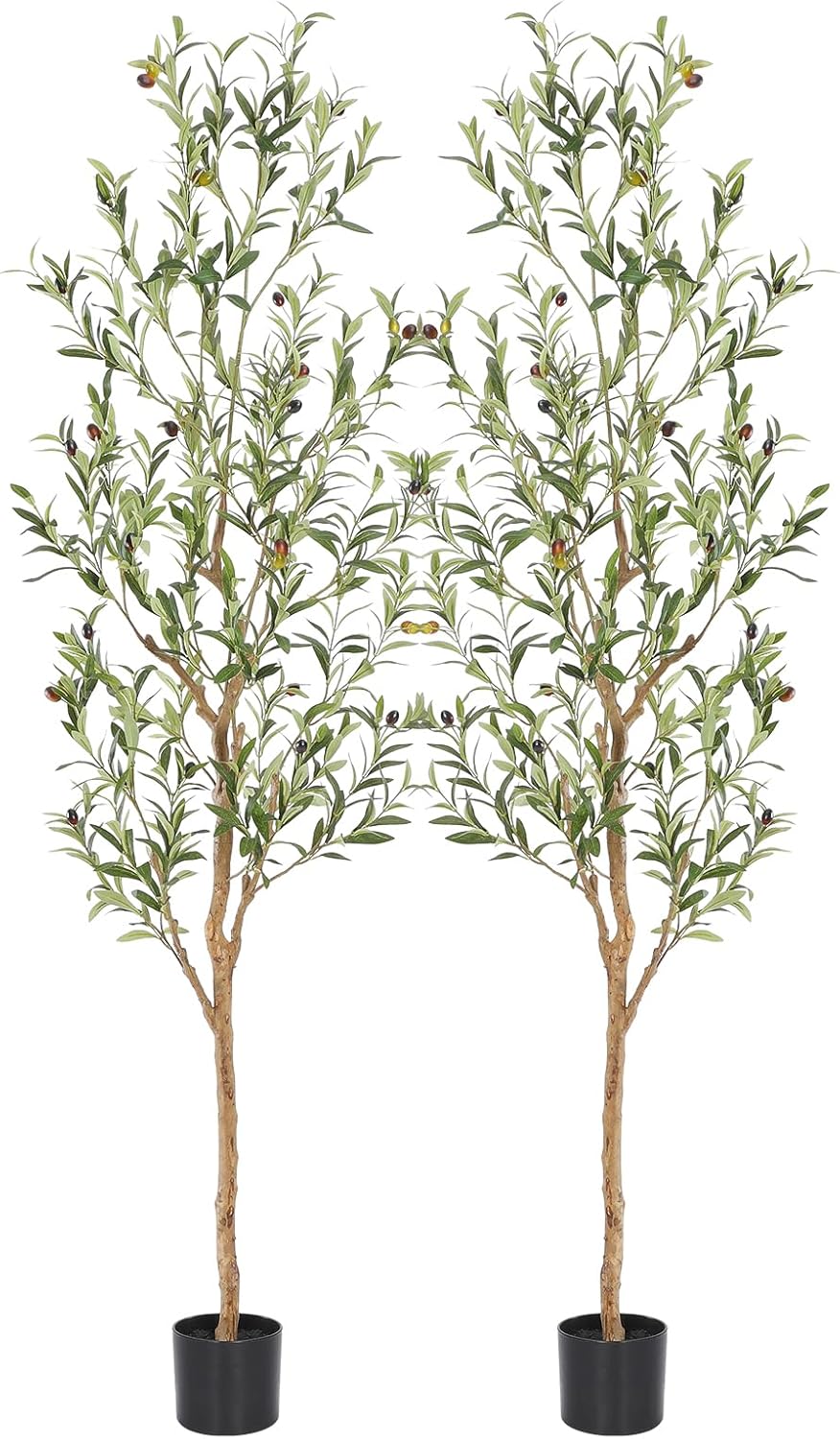 Faux Olive Tree 7ft，Olive Trees Artificial Indoor with Natural Wood Trunk and Realistic Leaves and Fruits. 7 Feet(84in) Fake Olive Tree for Home House Office Décor.