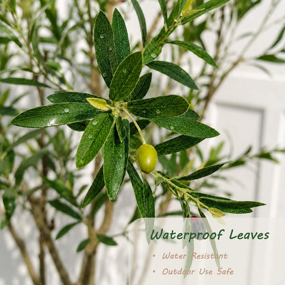 Faux Olive Tree 7ft，Olive Trees Artificial Indoor with Natural Wood Trunk and Realistic Leaves and Fruits. 7 Feet(84in) Fake Olive Tree for Home House Office Décor.