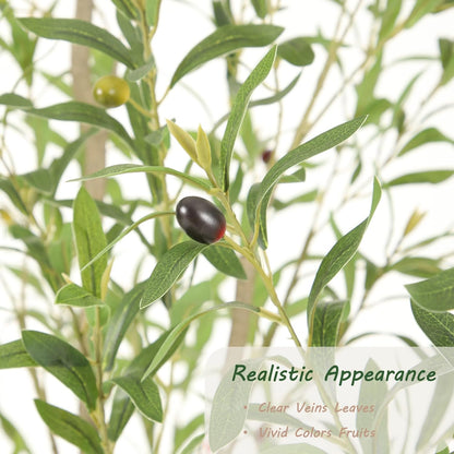 Faux Olive Tree 7ft，Olive Trees Artificial Indoor with Natural Wood Trunk and Realistic Leaves and Fruits. 7 Feet(84in) Fake Olive Tree for Home House Office Décor.