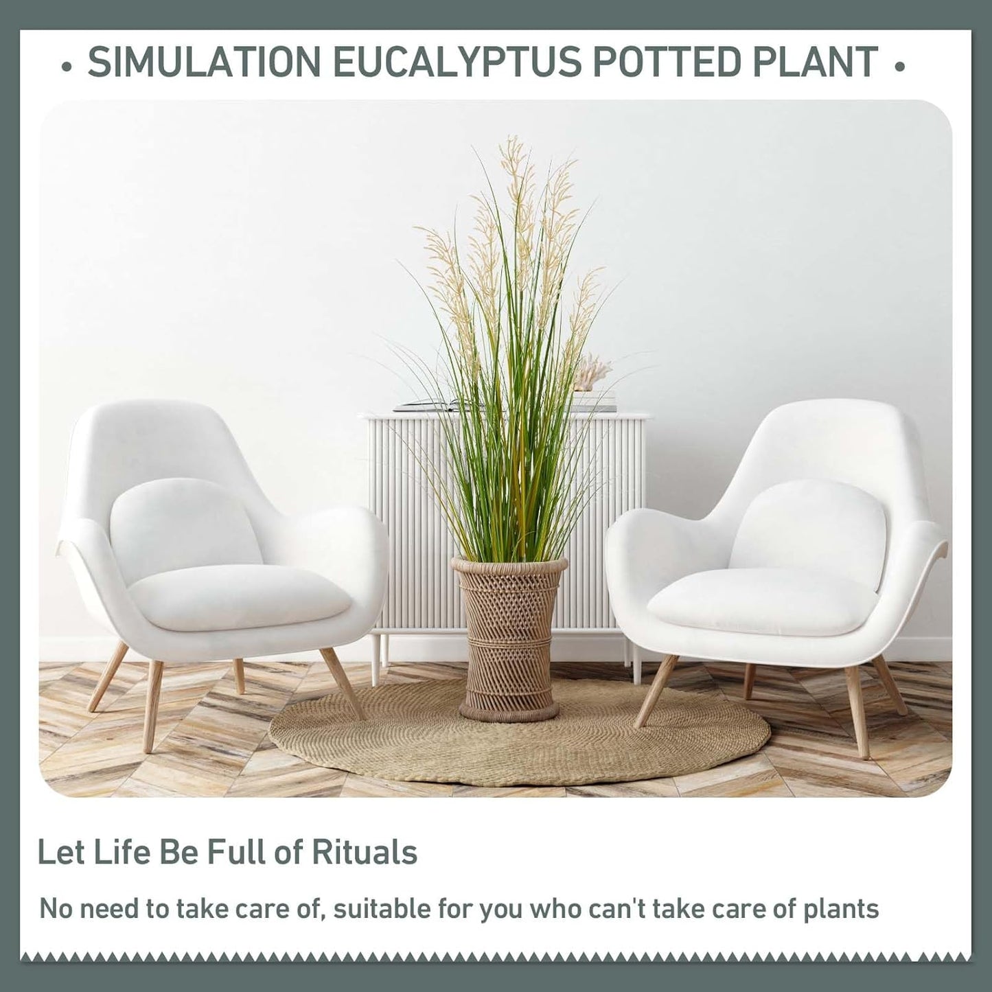 Artificial Plant, 47in Tall Pampas Grass, Faux House Plants in Pot, Indoor Decorative Flowers &Greenery for Home and Office, Ideal Housewarming Gift