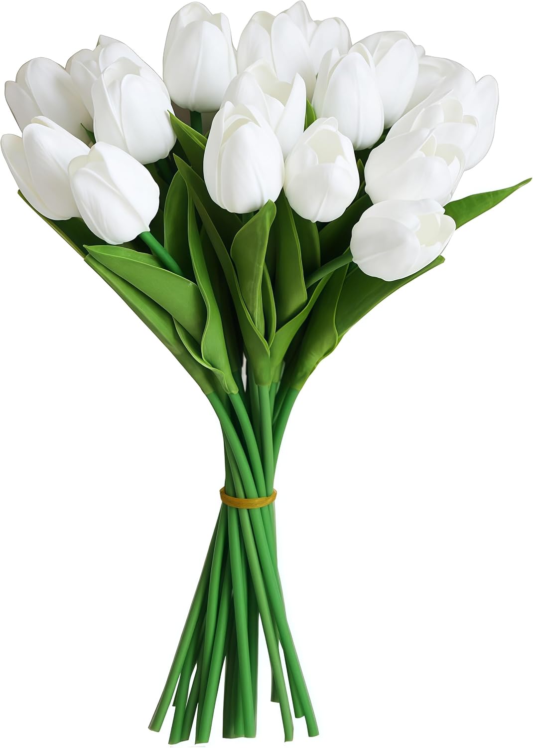 20 PCS Tulips Artificial Flowers, Real Touch Fake Flowers, White Artificial Tulips That Look Real Wedding Decorations Mother's Day Easter Gifts (20, White)