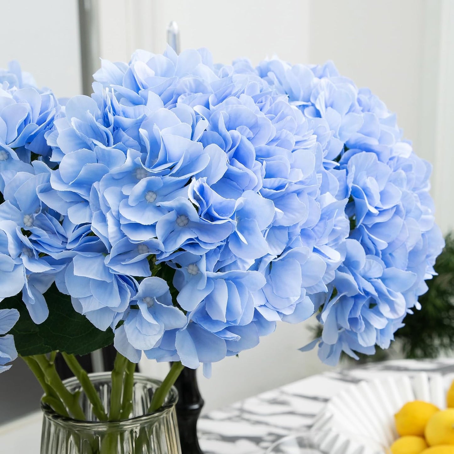 6 PCS Hydrangea Artificial Flowers, Fake Flowers, Suitable for Wedding Decorations, Home Decorations, Garden Decorations, Party Decorations, Table Decorations, Centerpiece Arrangements (Light Blue)