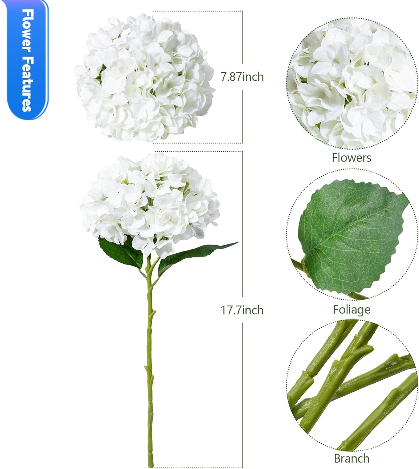 6 PCS Hydrangea Artificial Flowers, Fake Flowers, Suitable for Wedding Decorations, Home Decorations, Garden Decorations, Party Decorations, Table Decorations, Centerpiece Arrangements (Light Blue)