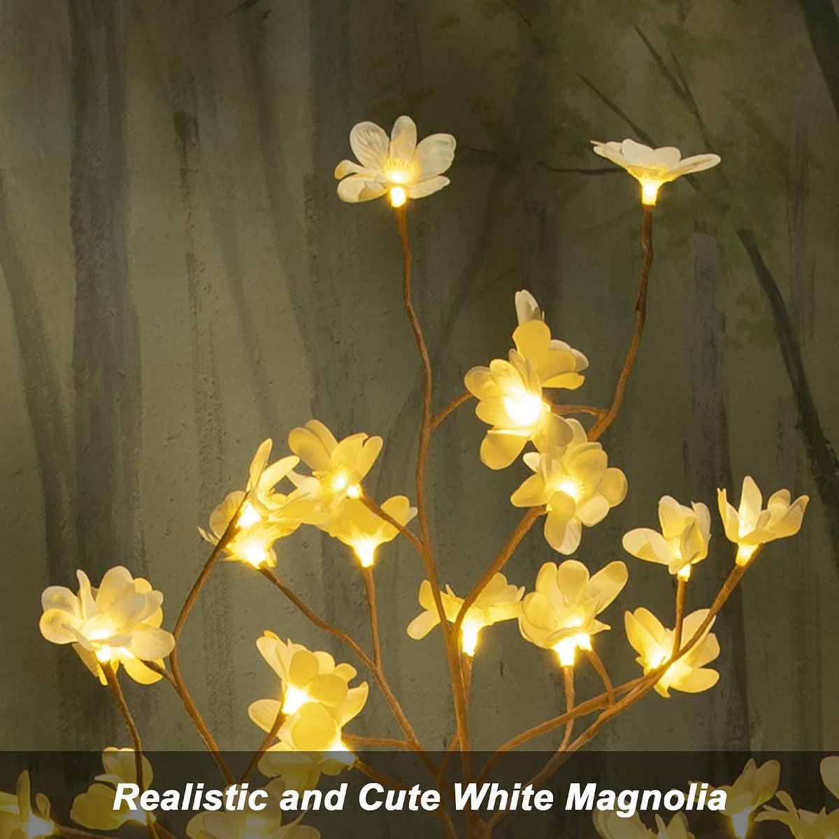 6FT Lighted White Magnolia Tree 120 LED Artificial Flowers Tree with Lights for Decor Inside and Outside Home Patio Wedding Festival Christmas Decoration Warm White