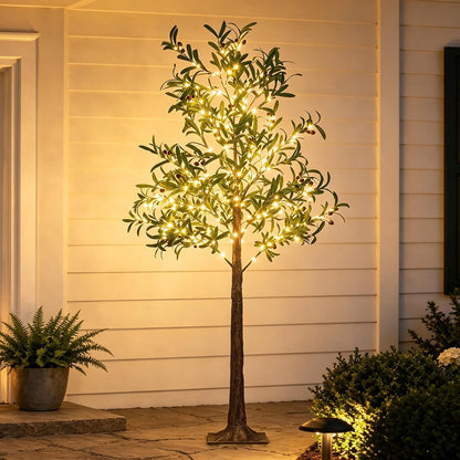 6FT Lighted White Magnolia Tree 120 LED Artificial Flowers Tree with Lights for Decor Inside and Outside Home Patio Wedding Festival Christmas Decoration Warm White