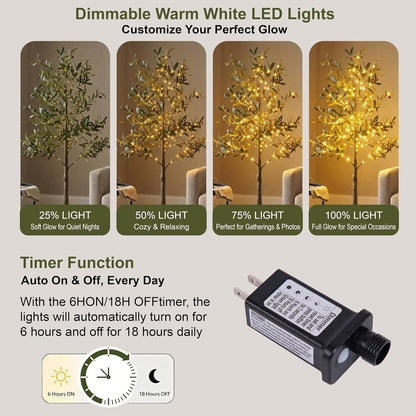 6FT Lighted White Magnolia Tree 120 LED Artificial Flowers Tree with Lights for Decor Inside and Outside Home Patio Wedding Festival Christmas Decoration Warm White