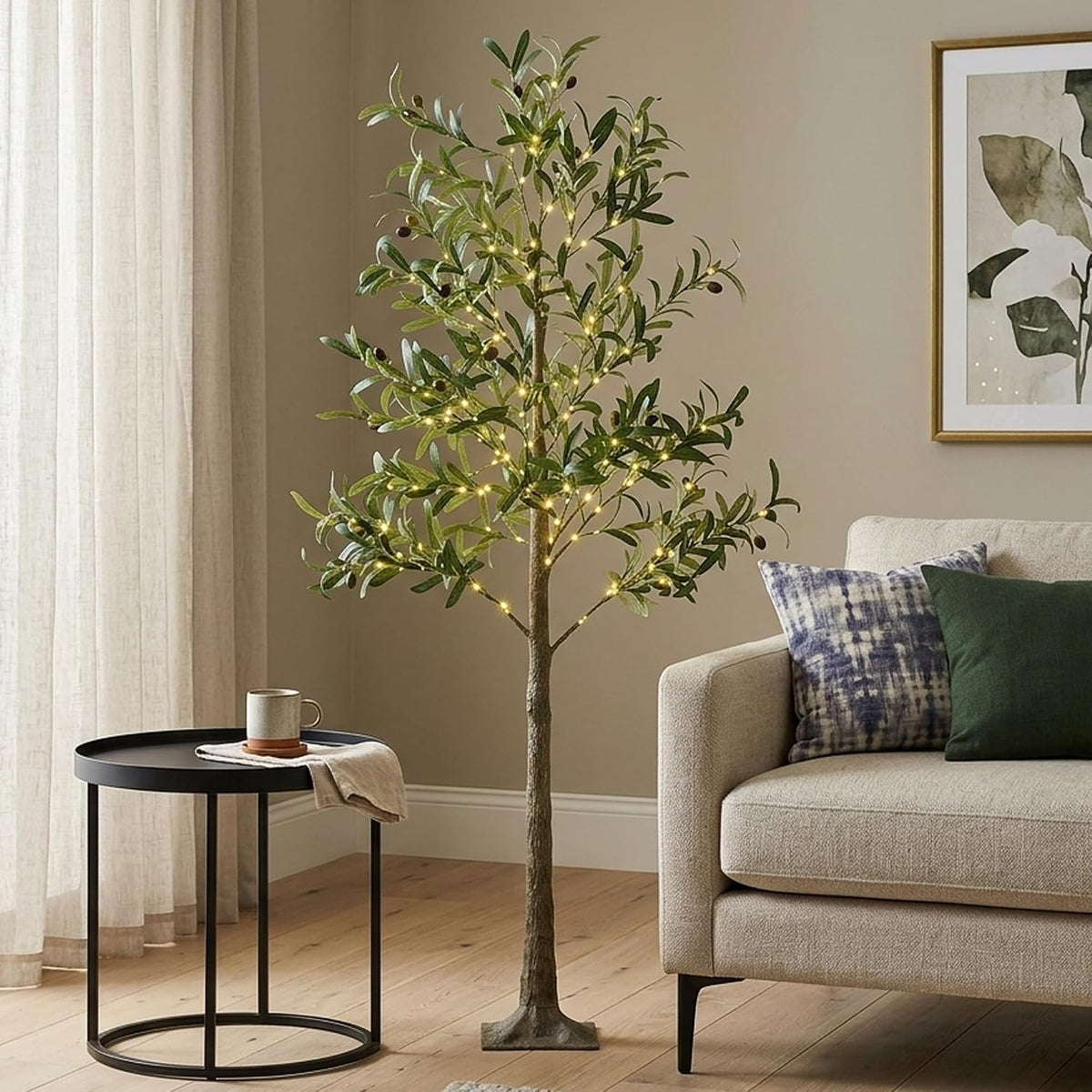 6FT Lighted White Magnolia Tree 120 LED Artificial Flowers Tree with Lights for Decor Inside and Outside Home Patio Wedding Festival Christmas Decoration Warm White