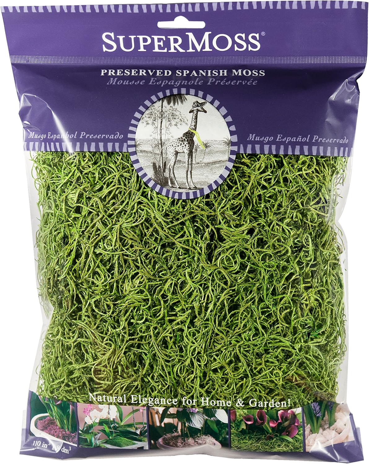 (26907) Spanish Moss Preserved, Grass, 4oz, 120 cubic in Bag (Appx. 4oz) (7 59834 26907 6) | Decorative Moss for Crafts, Potted Plants & Fairy Gardens, Vase Filler & Floral Arrangements, Indoor/Outdoor Garden Projects